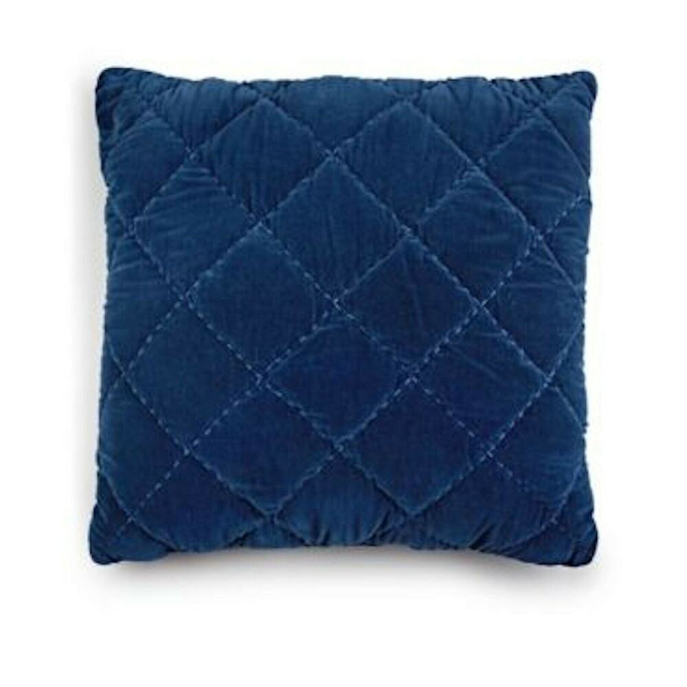 Martha Stewart Collection Velvet Square Decorative Pillow Navy European NEW
